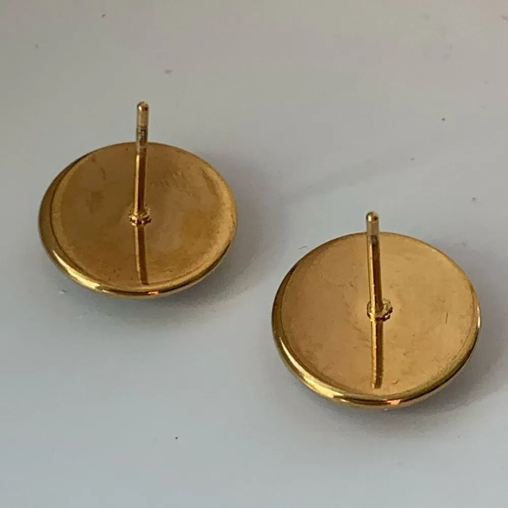 Men’s Iridescent Prism Crystal Stud Earrings Gold Tone